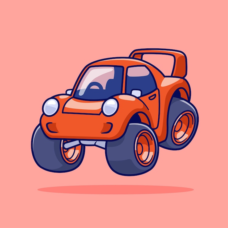 Vector gratuito icono de dibujos animados de carreras de automóviles ilustración de transporte icono de objeto vector plano aislado