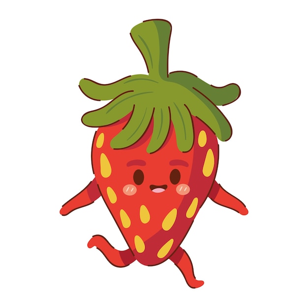 Vector gratuito icono de dibujos animados de fruta fresa kawaii