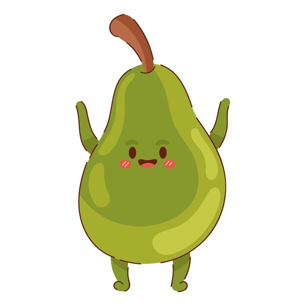 Icono de dibujos animados de fruta de pera kawaii