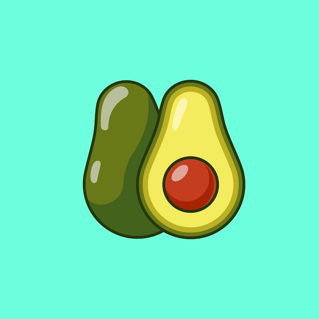 Icono de dibujos animados de frutas de aguacate Ilustración Icono de objeto de alimentos Icono de vector plano aislado