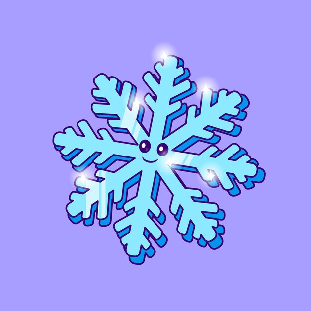 Icono de dibujos animados de hielo de copo de nieve lindo Ilustración Icono de objeto de la naturaleza Icono de vector plano aislado