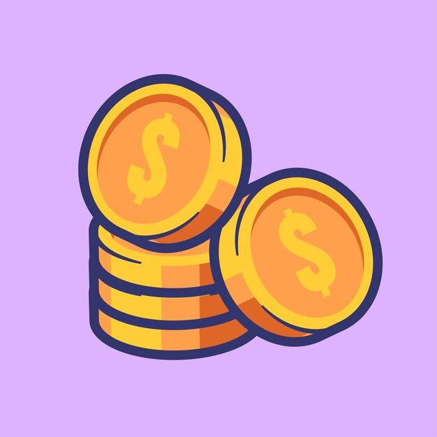 Icono de dibujos animados de monedas de oro Ilustración Icono de finanzas empresariales Vector plano aislado