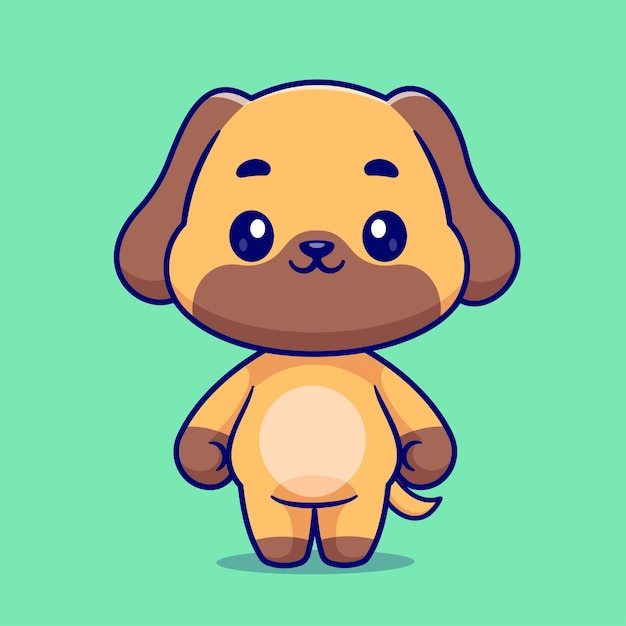 Vector gratuito icono de dibujos animados en pie de perro pug lindo ilustración icono de naturaleza animal icono de vector plano aislado