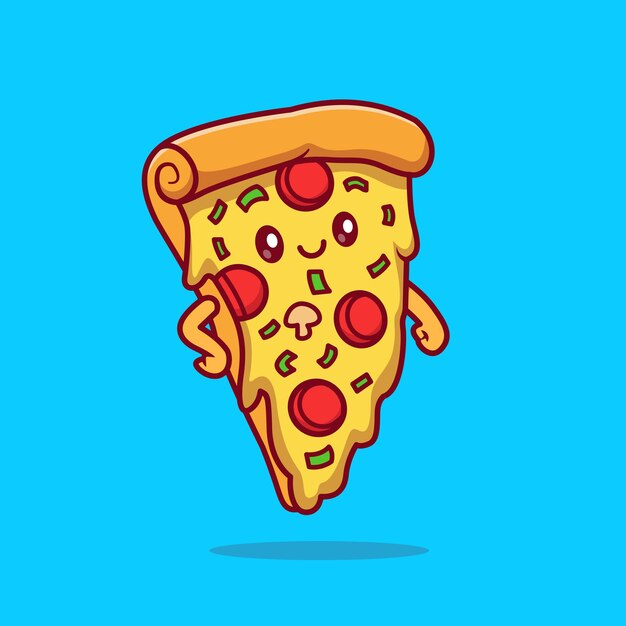 Icono de dibujos animados de pizzería linda Ilustración de alimento Icono de objeto Icono plano aislado