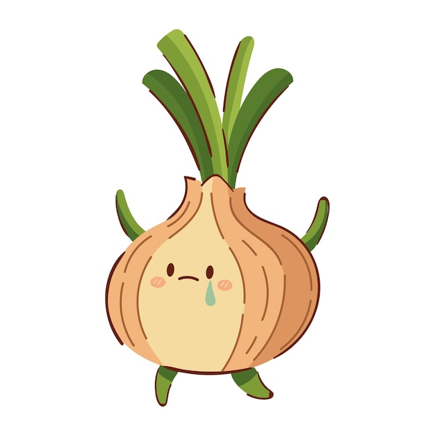 Vector gratuito icono de dibujos animados de vegetales de cebolla kawaii