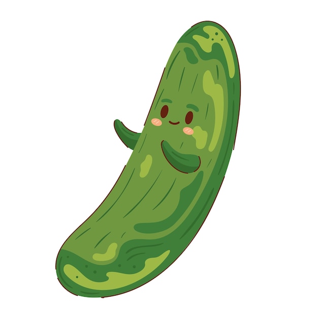 Vector gratuito icono de dibujos animados de vegetales de pepino kawaii