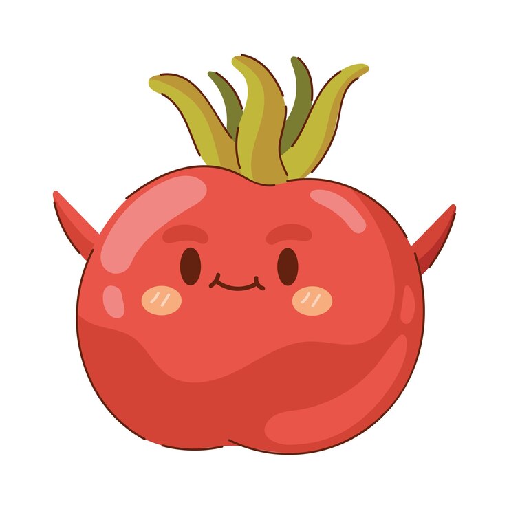 Vector gratuito icono de dibujos animados de vegetales tomate kawaii