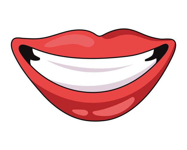 icono de dientes de arte pop de boca