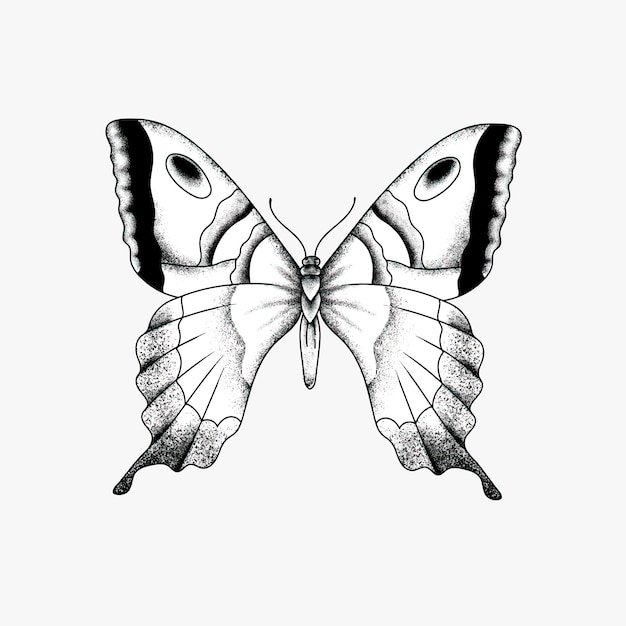 Icono de diseño de tatuaje de mariposa flash de la vieja escuela simple vintage