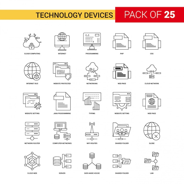 Icono de dispositivo de tecnología línea negra