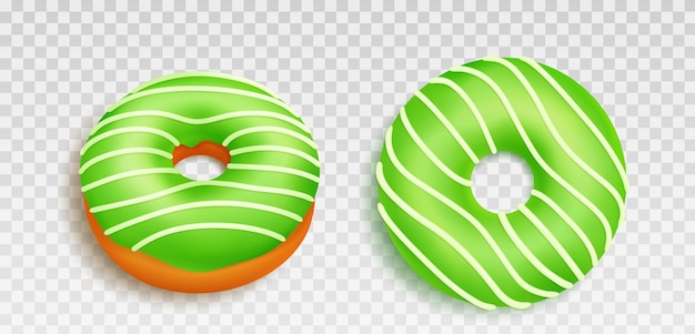 Vector gratuito icono de donut donut realista con glaseado verde