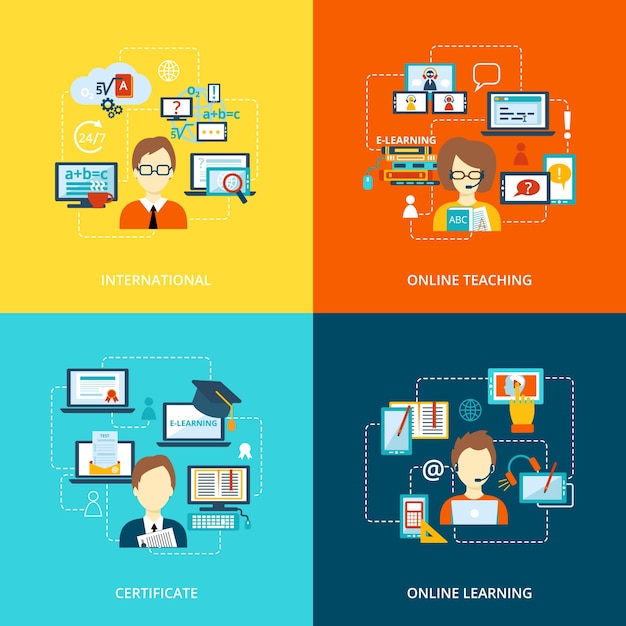 Icono de E-learning plano