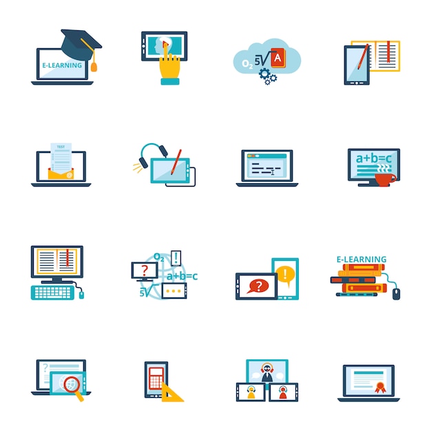 Icono de e-learning plano