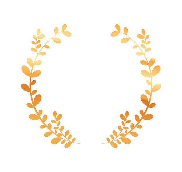 icono del emblema del laurel dorado fondo blanco