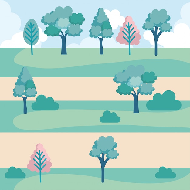 Vector gratuito icono de escena del parque del paisaje