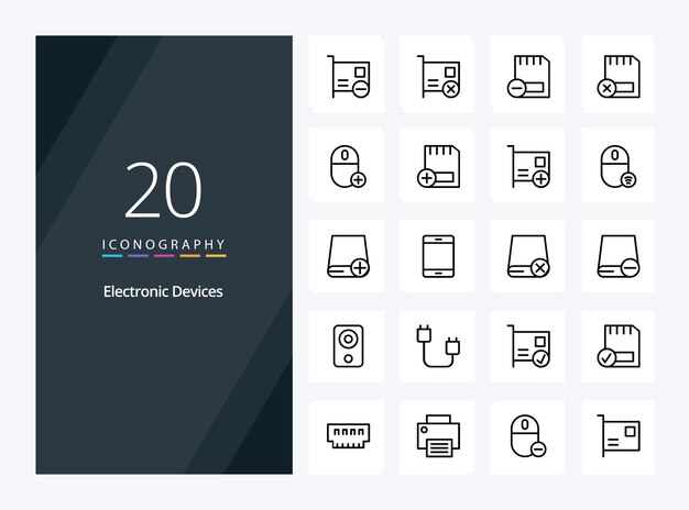 Icono de esquema de 20 dispositivos para presentación