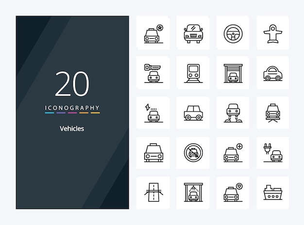 Icono de esquema de 20 vehículos para presentación