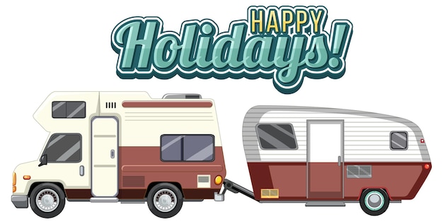 Icono de felices fiestas con caravana