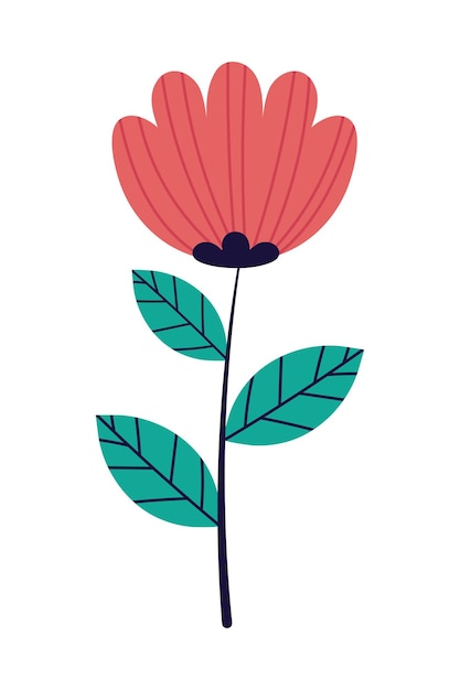 icono de flor y tallo estilo aislado
