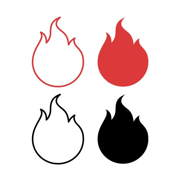 Icono de fuego negro y rojo