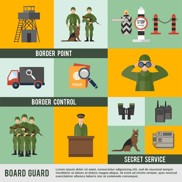 Icono de guardia de frontera plana