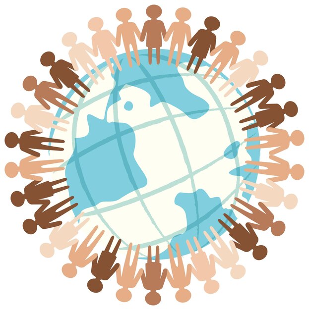 Icono humano que rodea el globo terráqueo