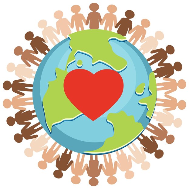 Icono humano que rodea el globo terráqueo