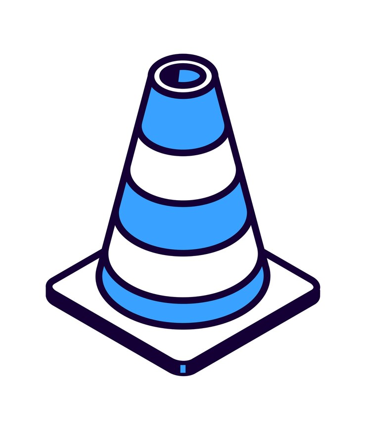 Vector gratuito icono isométrico de cono de carretera a rayas, equipo de obras viales, ilustración aislada