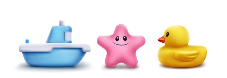 Vector gratuito icono de juguete de baño de goma realista en 3d para el vector de bebés