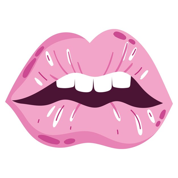 icono de los labios de la boca femenina aislado