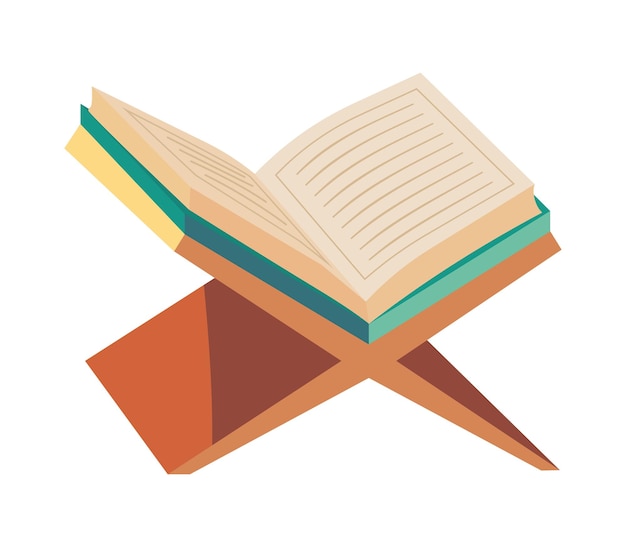 Icono del libro árabe del Corán fondo blanco