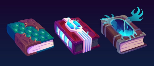 Icono de libro mágico Viejo vector de juego de mago de fantasía