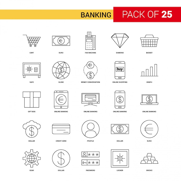 Icono de línea negra de banca - Conjunto de iconos de esquema de negocios 25