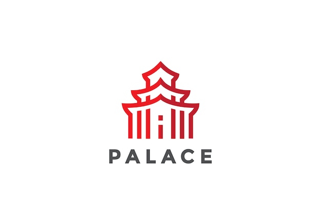 Icono del logotipo de arquitectura asiática. Estilo lineal