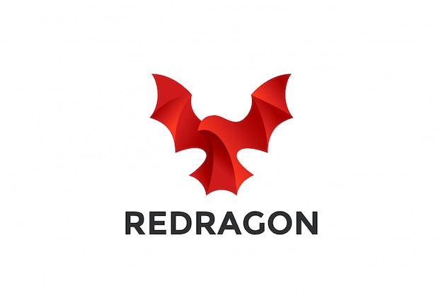 Vector gratuito icono del logotipo del dragón rojo volador.