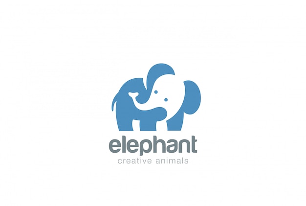 Icono de logotipo de elefante. estilo de espacio negativo