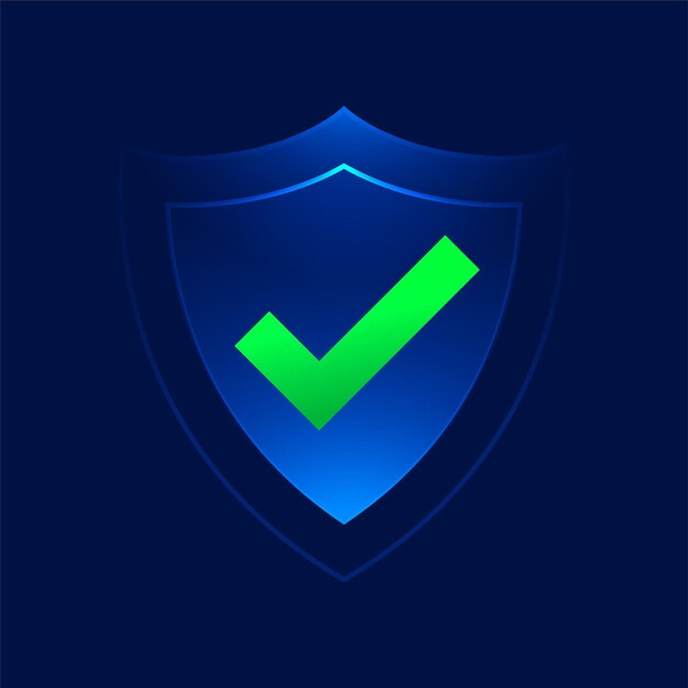 icono del logotipo del escudo de seguridad con marca de comprobación en el concepto de antivirus de cortafuegos