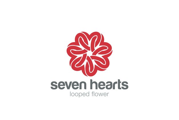 Icono del logotipo de la flor de la estrella del corazón. Estilo lineal