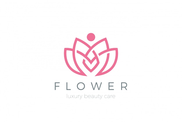 Icono de logotipo de flor de loto. Estilo lineal