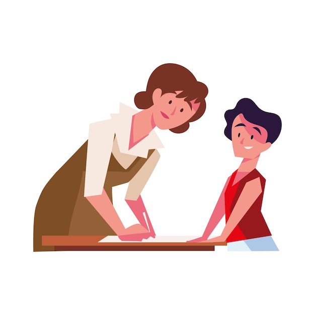 icono de maestro y estudiante aislado