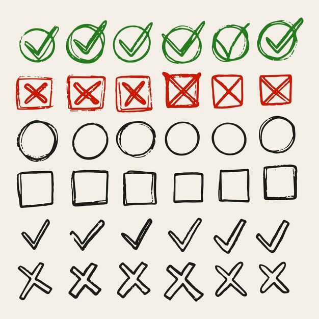 Icono de marca de verificación dibujado a mano