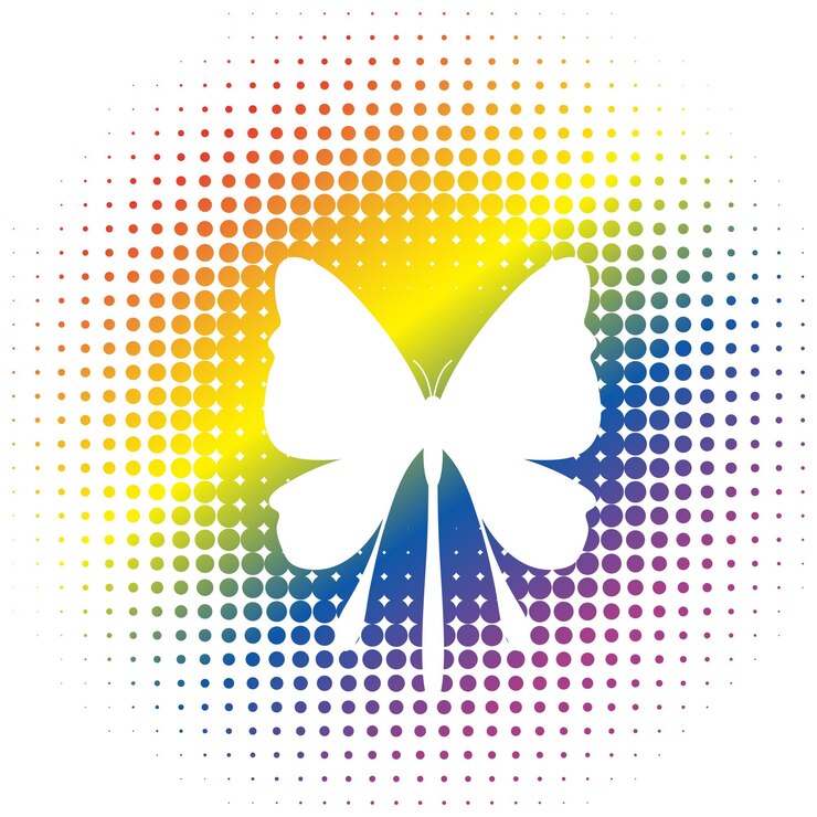 Vector gratuito icono de mariposa de arco iris punteado