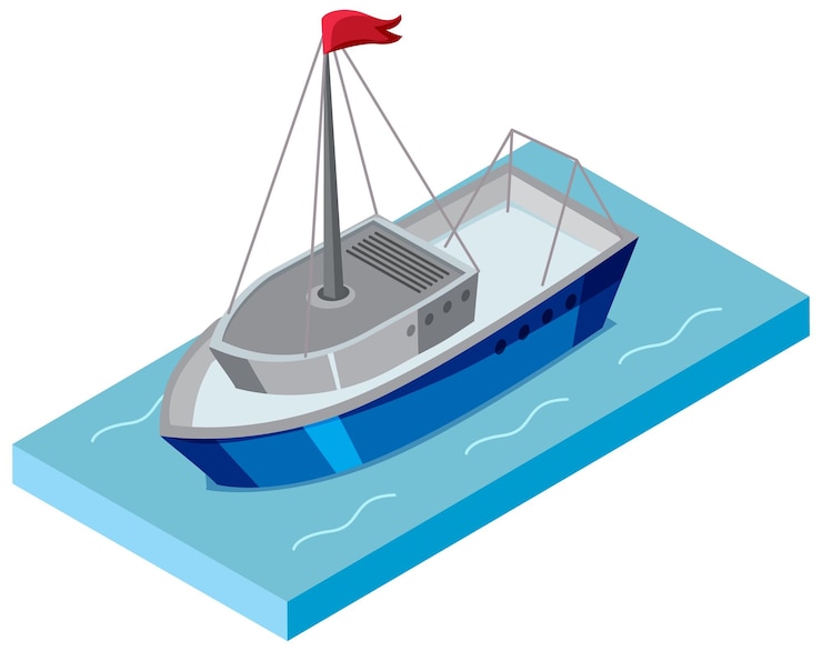 Vector gratuito icono de nave isométrica sobre fondo blanco