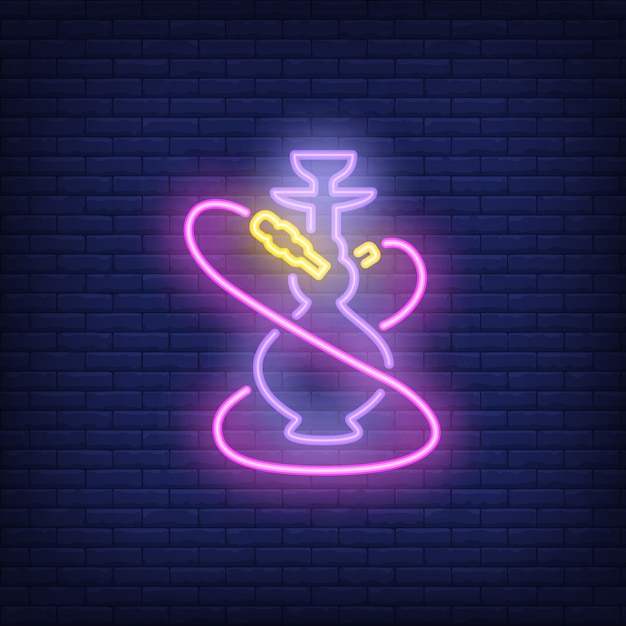Icono de neón de la cachimba con dos mangueras rosas.