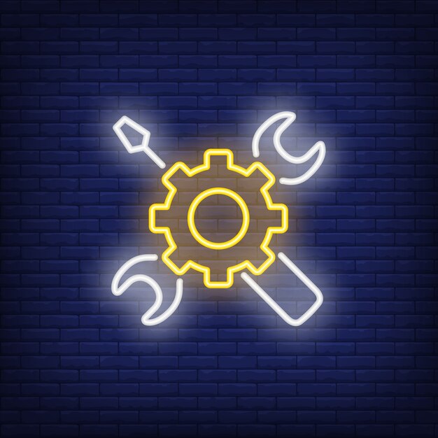 Icono de neón de herramientas mecánicas