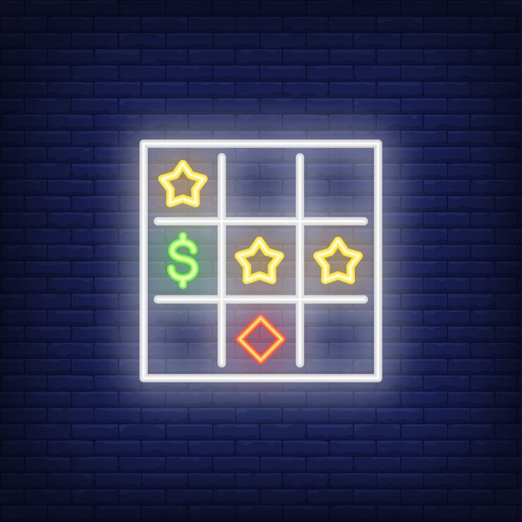 Vector gratuito icono de neón de la tarjeta de bingo.