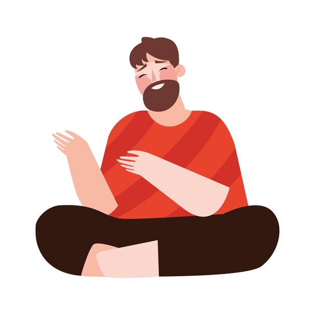 Icono de personaje de hombre barbudo aislado