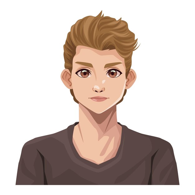 Icono de personaje de hombre rubio aislado