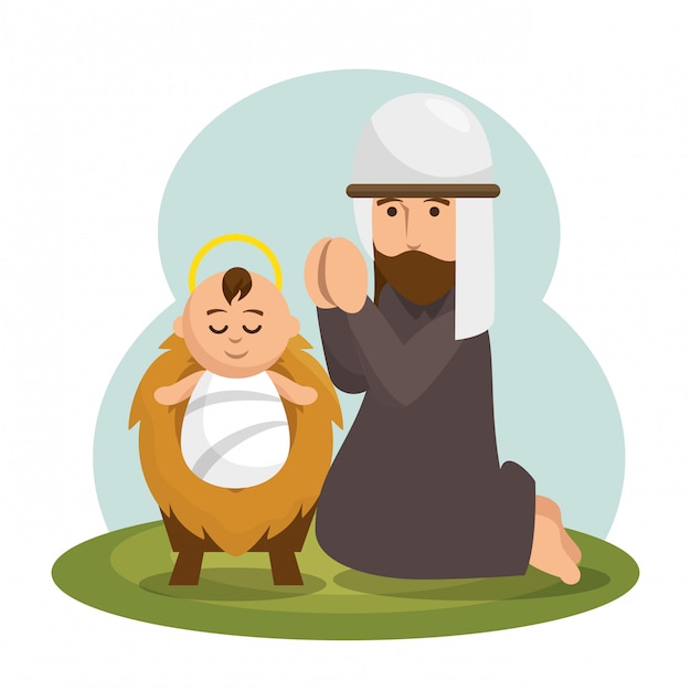 Vector gratuito icono de personaje de jesús bebé
