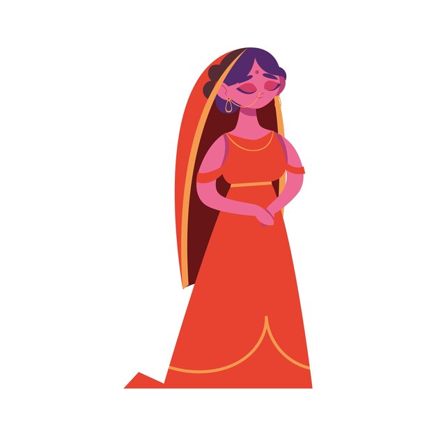 Vector gratuito icono de personaje de mujer india aislado